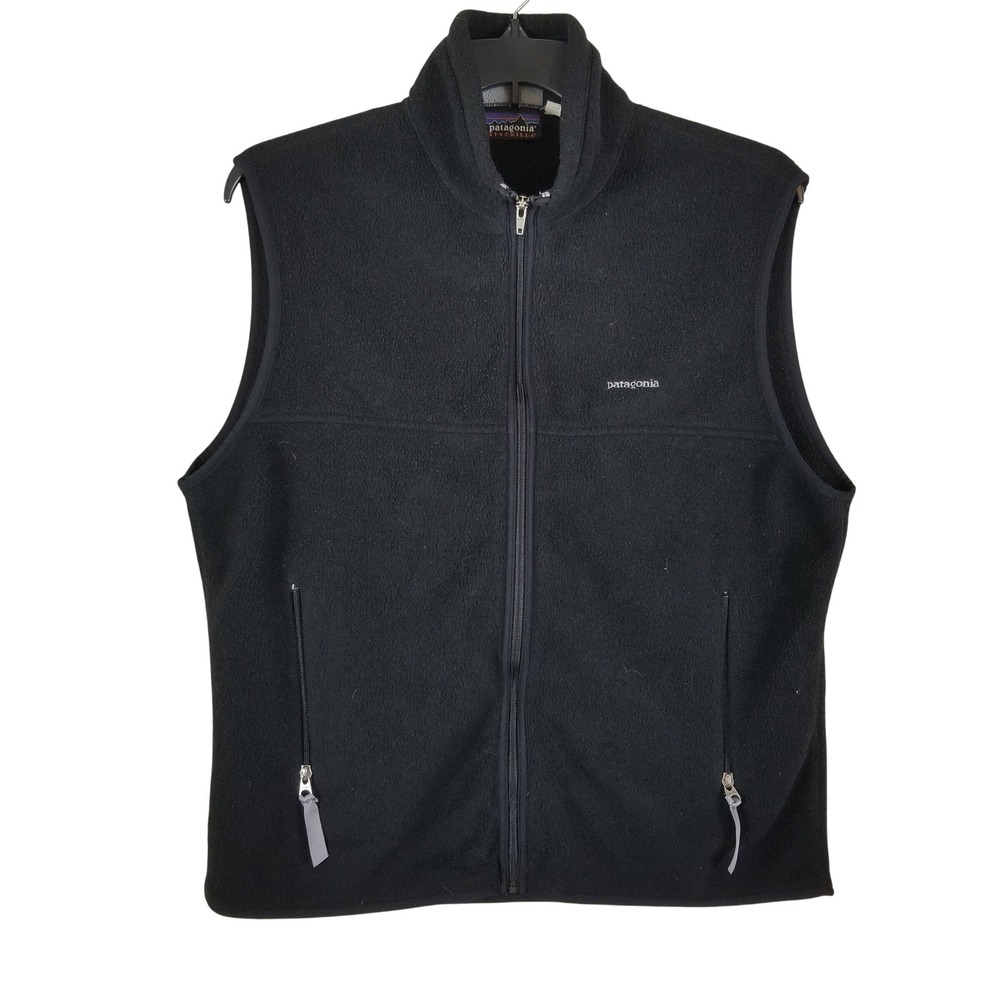Patagonia Synchilla Fleece Vest Mens L Black Full Zip Made in Canada Gorpcore